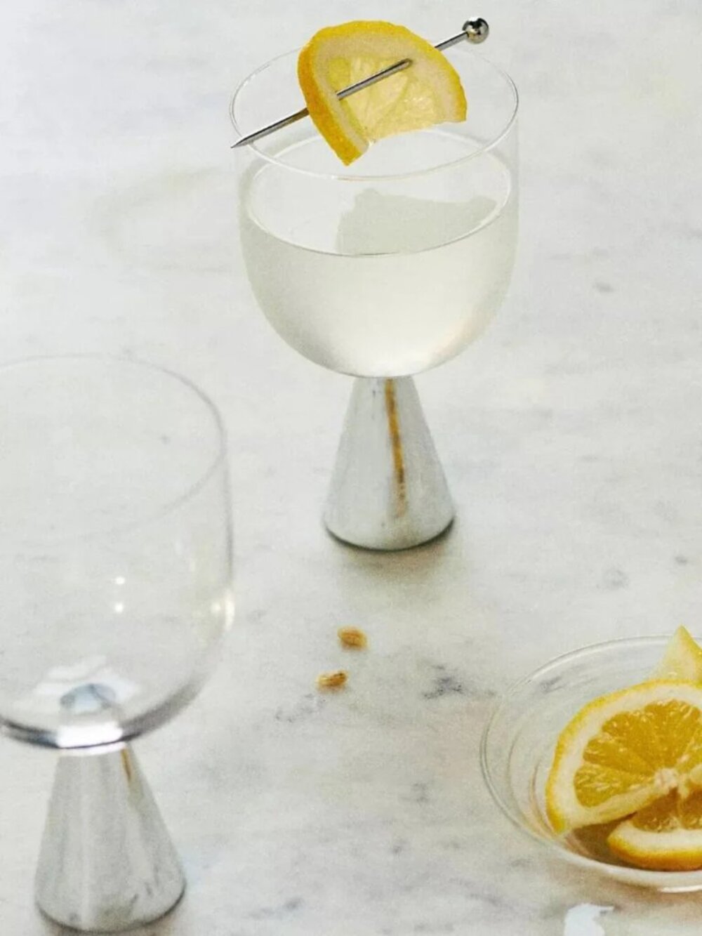 Anthropologie Ramona Wine Glasses, Silver, Set of 4
